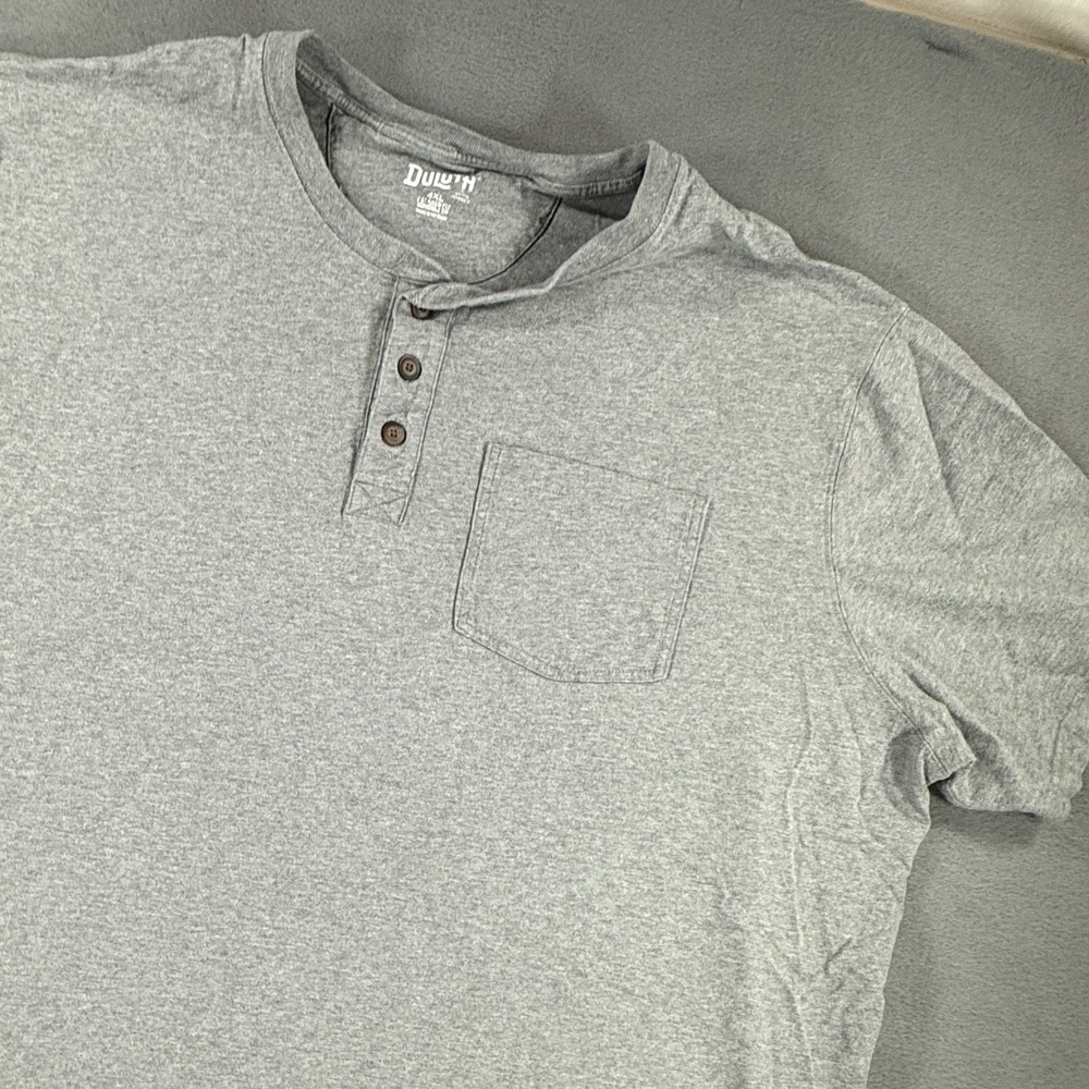 Duluth Trading Co Shirt Mens 4XL Gray Outdoor Relaxed Fit Longtail Henley Flawed